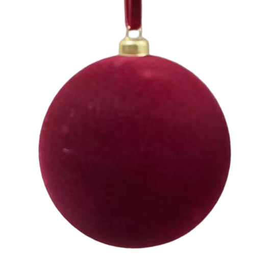 BALL FLOCKED 80MM/3" BURGUNDY (SET OF 4)