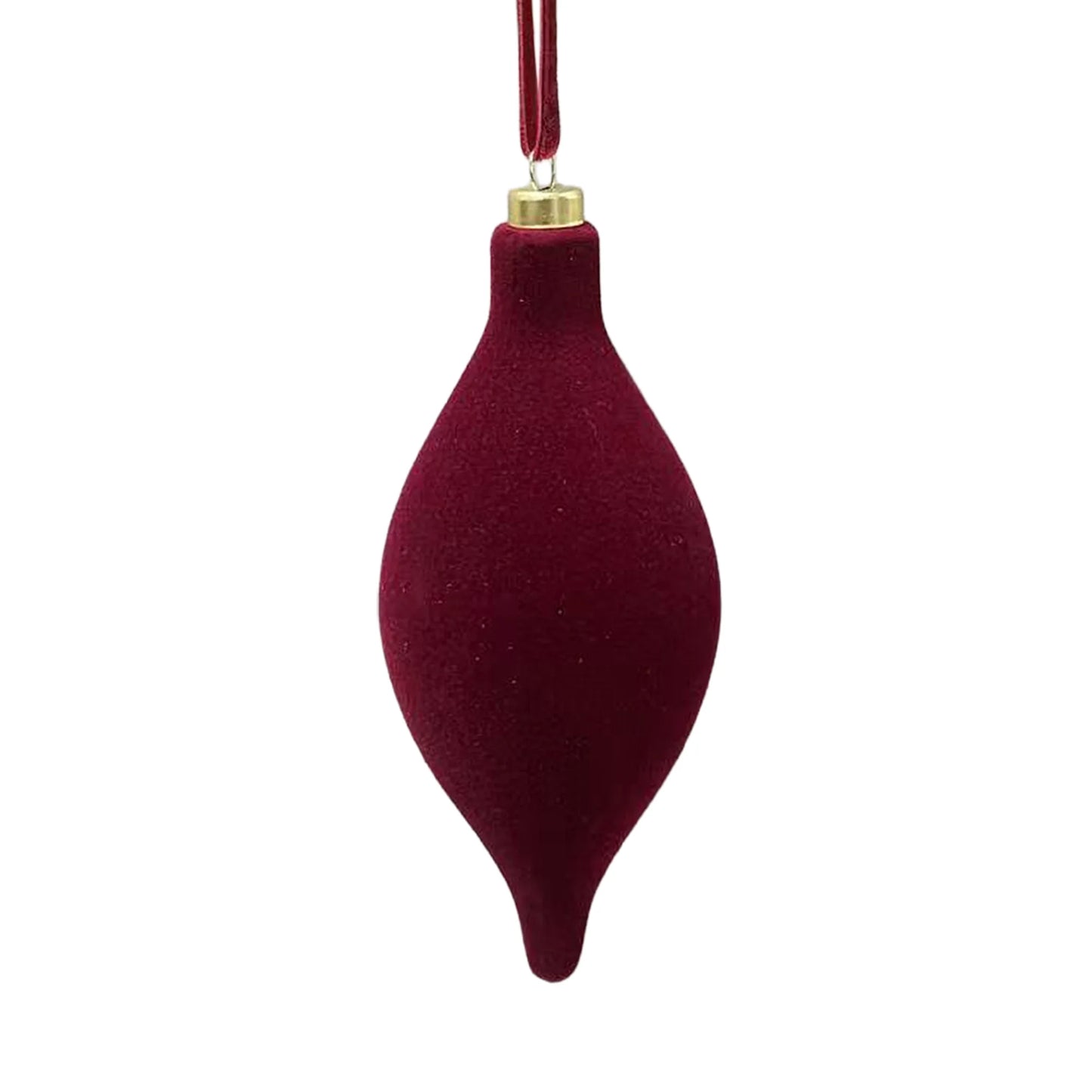 TEARDROP FLOCKED 6" BURGUNDY (SET OF 4)