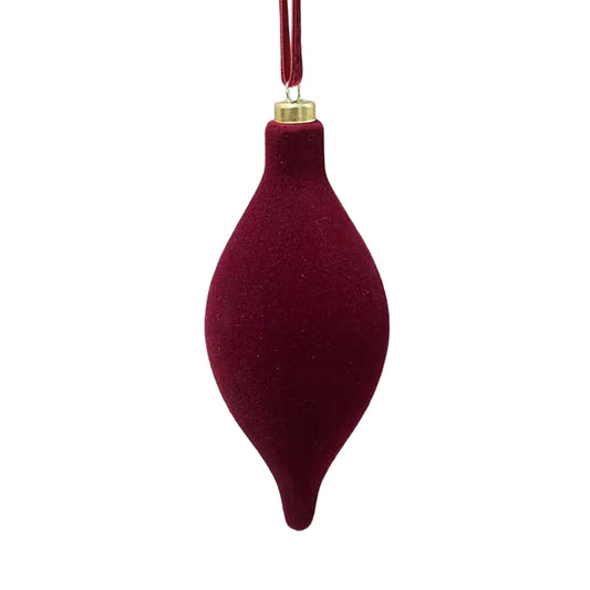 TEARDROP FLOCKED 6" BURGUNDY (SET OF 4)