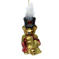 GLASS BEAR 2"X5" GOLD/RED FESTIVE HAT W/ GLITTER TRIM ORNAMENT