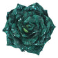 ROSE HEAD GREEN /EMERALD 4.5" VELVET W/ GLITTER & CLIP