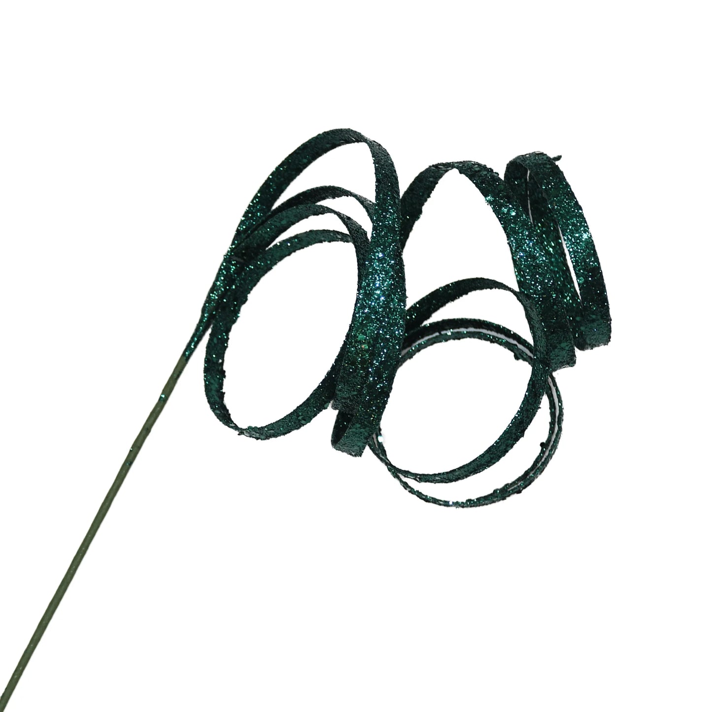 SPRAY CURL HANGING RIBBON EMERALD GREEN 33.5" GLITTER