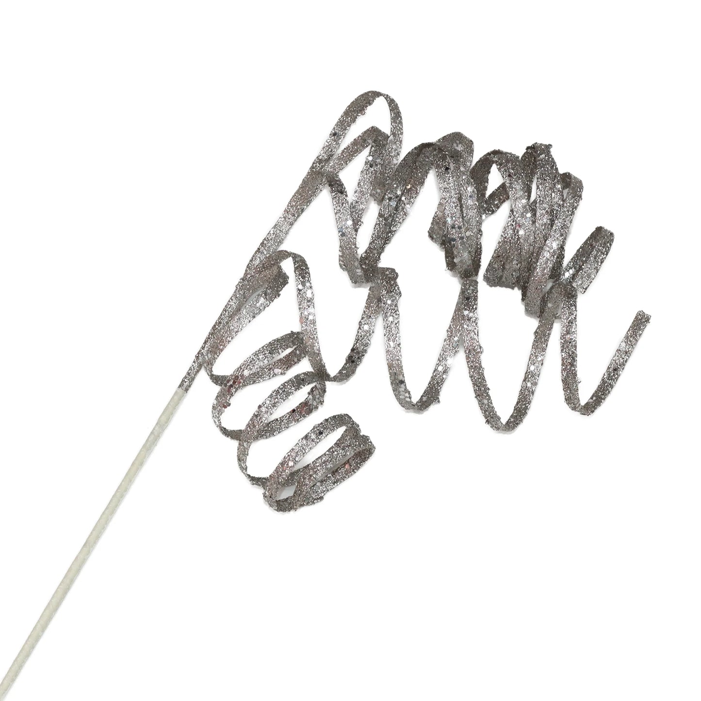 SPRAY HANGING CURL RIBBON PLATINUM 27.5" GLITTER