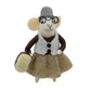 WOOL MOUSE 3.5"X5" BROWN DRESS W/BAG & ROUND EYEGLASSES ORNAMENT