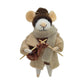 WOOL MOUSE 3"X5" BEIGE COAT KNITTING A RED SCARF ORNAMENT