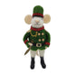 WOOL MOUSE 2.5"X5.5" SOLDIER GREEN COAT W/ TALL HAT ORNAMENT