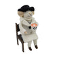 WOOL MOUSE 2.5"X5.5" WHITE COAT SITTING HOLDING A CUP ORNAMENT