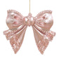 BOW PEARL ROSE GOLD W/PINK ROSE GOLD GLITTER ORNAMENT
