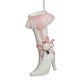 HIGH BOOTS MATTE WHITE W/PINK RIBBON BOW & WHITE FLOWER 5.7" ORNAMENT
