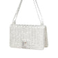 HANDBAG BRIGHT SILVER SPANGLE GLITTER W/SILVER CHAIN 3.7" ORNAMENT