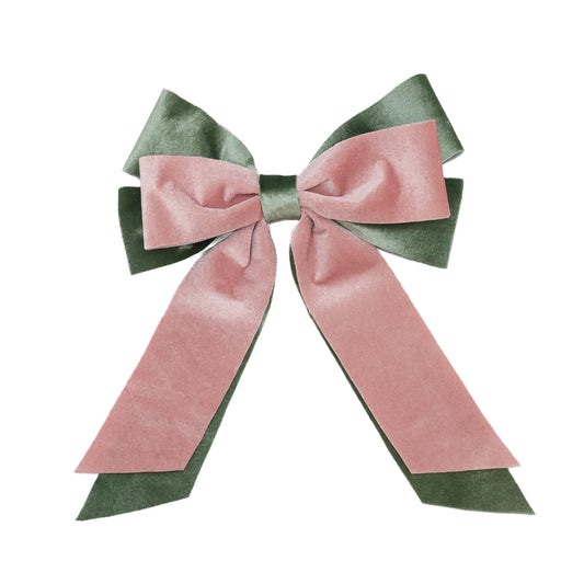 BOW VELVET ROSE/SAGE 11" 2-TONE