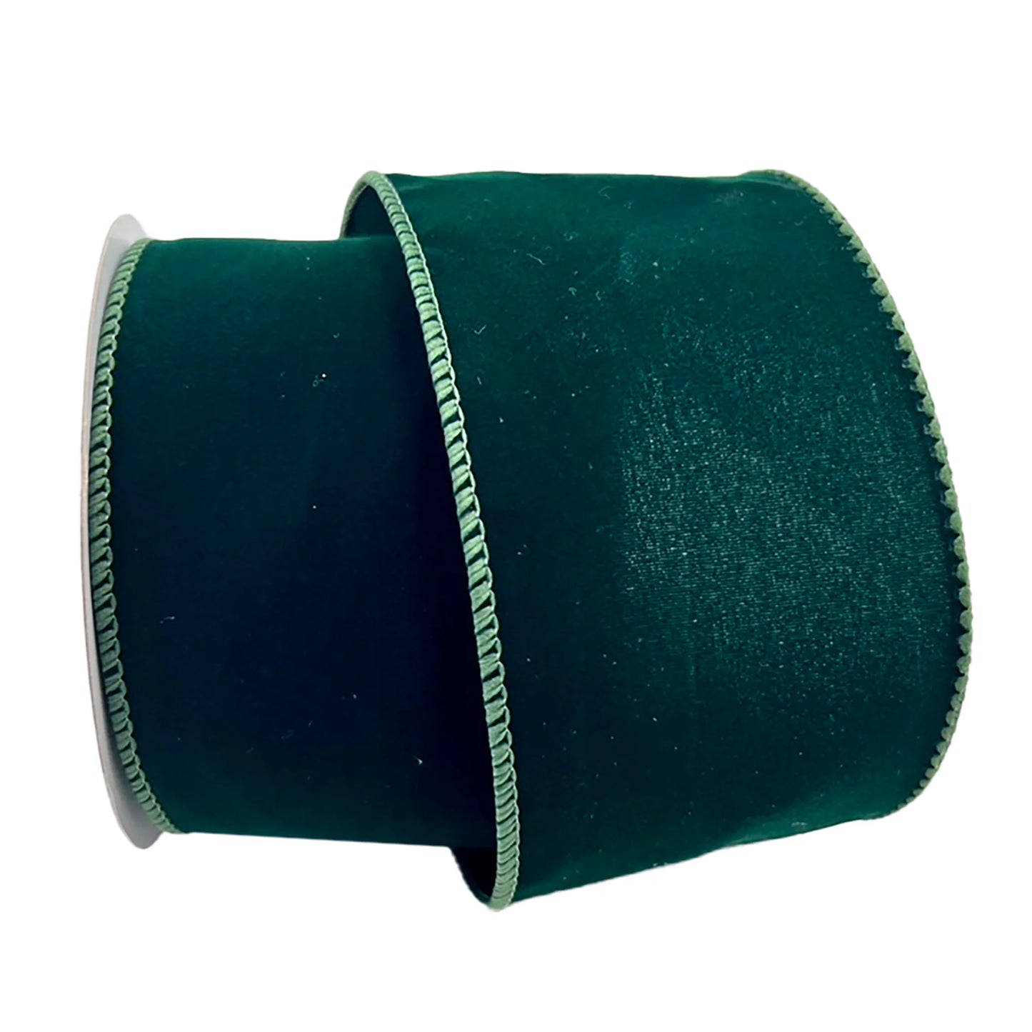 WIRED RIBBON 2.5"X10 YDS. DARK GREEN VELVET