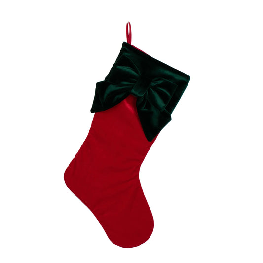 STOCKING 22" RED W/GREEN TRIM AND BOW