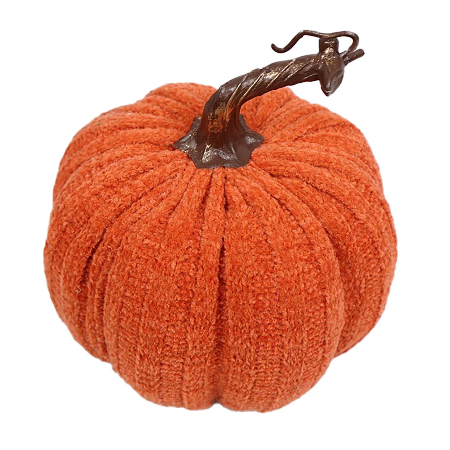 FALL PUMPKIN FABRIC 6.3″X6.5″ ORANGE W/ STEM VINE