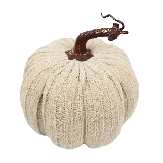 FALL PUMPKIN FABRIC 6.3″X6.5″ W/ STEM CREAM VINE