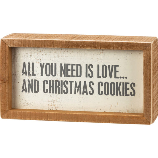 Inset Box Sign - Love And Christmas Cookies