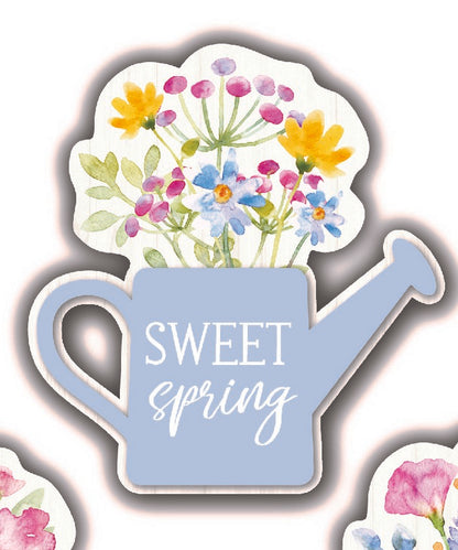 Floral Arrangement Watering Can Block w/Sentiment