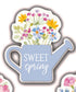 Floral Arrangement Watering Can Block w/Sentiment