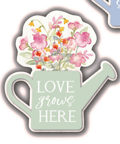 Floral Arrangement Watering Can Block w/Sentiment