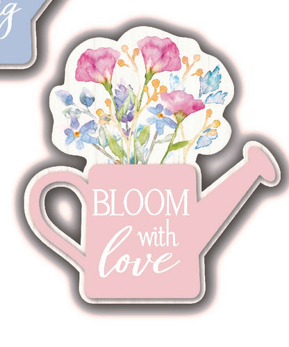 Floral Arrangement Watering Can Block w/Sentiment