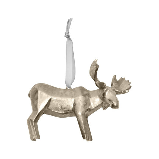 Moose Shimmer Geo Ornament Champagne