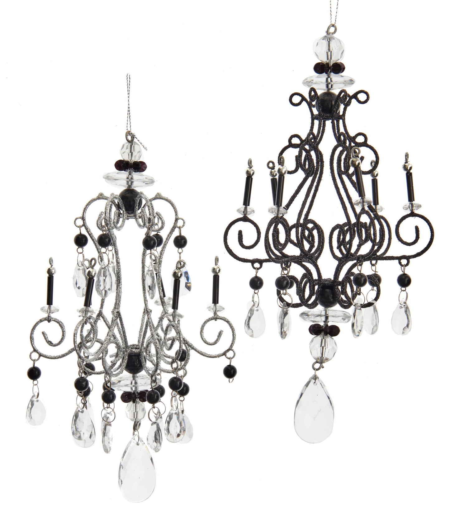 8.5"SILVER/BLACK CHANDELIER ORNAMENT