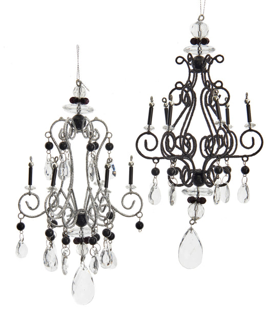 8.5"SILVER/BLACK CHANDELIER ORNAMENT