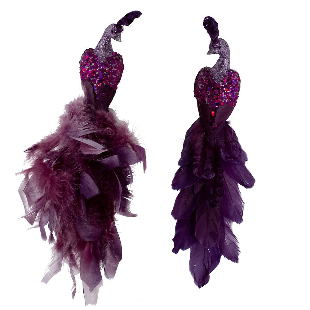 11"PURPLE PEACOCK CLIP ORNAMENT