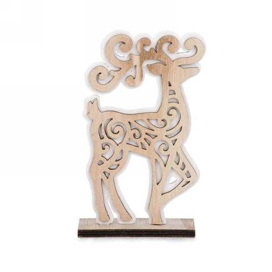 7" White & natural reindeer decor