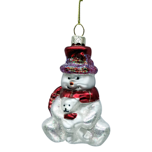 GLASS SNOWMAN 3″X2″X4″ ORNAMENT