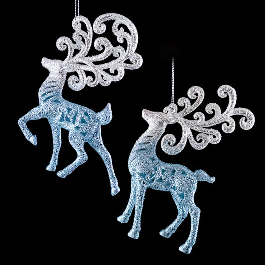 BLUE ICE DEER W/BRIGHT 6.5″SLIVER GLITTER