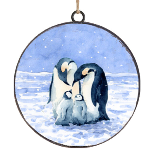 METAL DISC 4″ PENGUIN ORNAMENT.