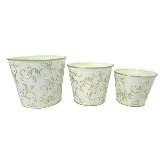 METAL POT WHITE 3PC.