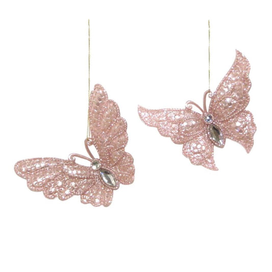 BUTTERFLY 4" PEARL ROSE GOLD. Set of 2