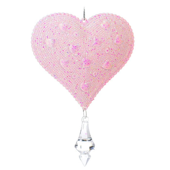 Pink Heart Ornament with Drop
