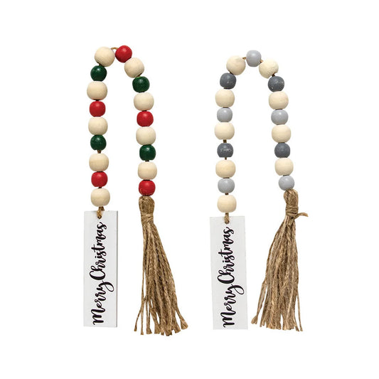 Merry Christmas tassle garland w/beads.