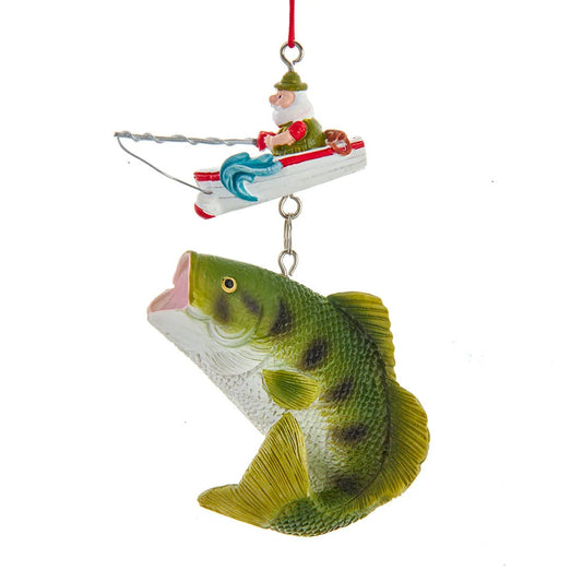 4.75"SANTA FISHING BOAT HANGING ORNAMENT