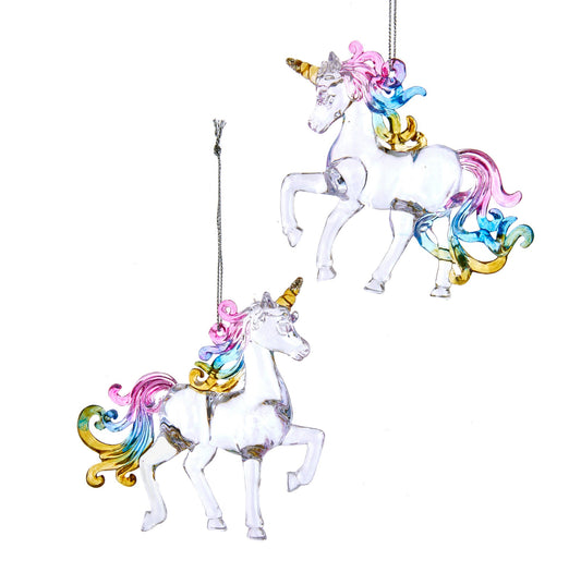 3.8"CLEAR PASTEL UNICORN ORNAMENT