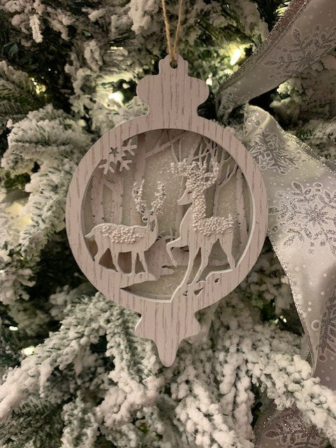 BEAUTIFUL CUTOUT DEER IN WOODS ORNAMENT