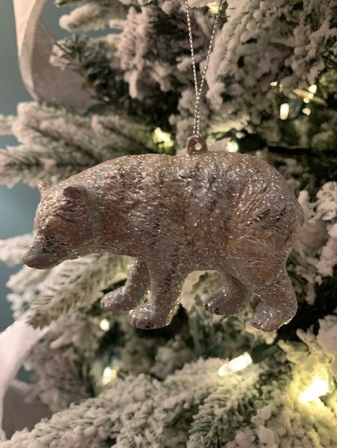 BIRCH LOOK POLAR BEAR ORNAMENT.