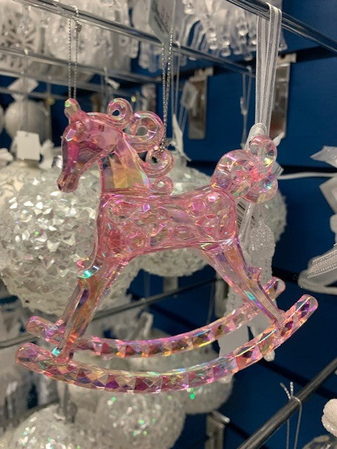 4.25"PLASTIC ROCKING HORSE ORNAMENT