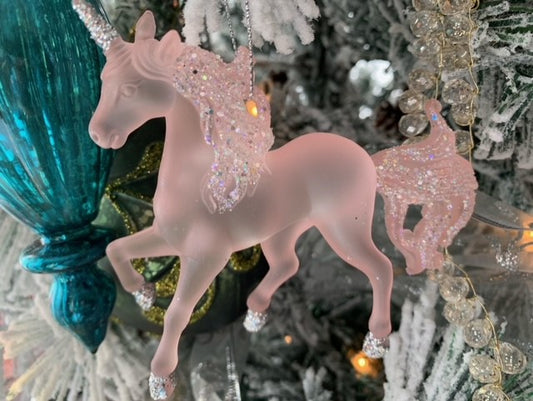 Pink Unicorn with Silver Glitter