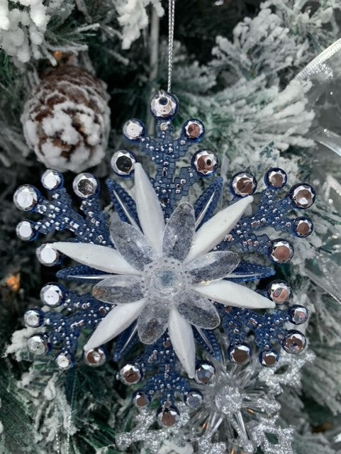 NAVY SNOWFLAKE 5″ ORNAMENT