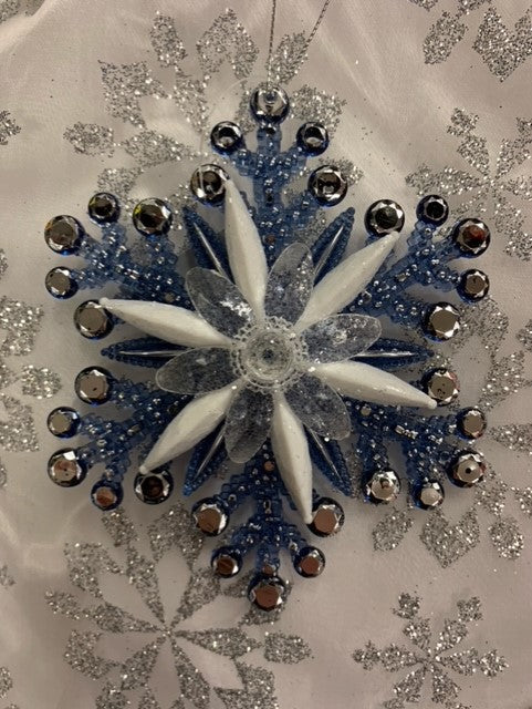 NAVY SNOWFLAKE 5″ ORNAMENT